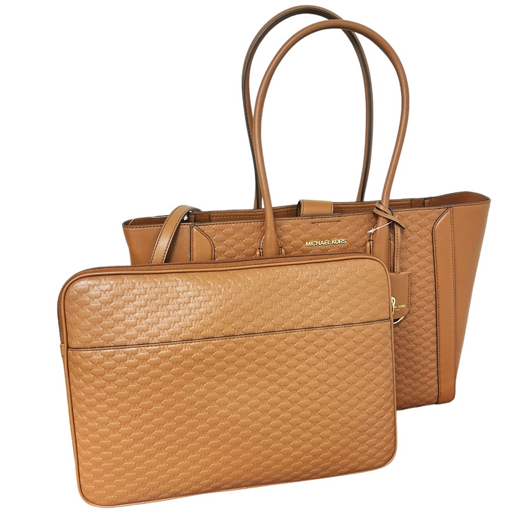 Michael Kors Kali Large Shoulder Tote W/ Laptop Case Vegan Leather Luggage - Picture 8 of 9